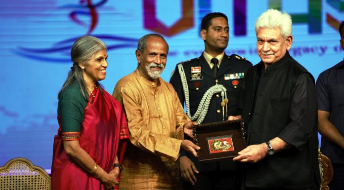 LG Manoj Sinha during a function in Chennai on Saturday.