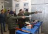 ADGP Mukesh Singh inaugurating ‘Indoor Shooting Range’ at Police Public School in Miran Sahib in Jammu on Monday. (UNI)
