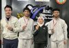 Taekwondo players displaying their medals won in All India University Games held at Amritsar (Punjab).