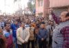 Som Nath addressing Jal Shakti employees & workers during protest at Udhampur on Tuesday.