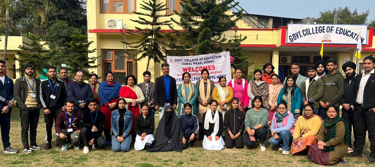 Participants of Chess competition posing for a group photograph at GCoE in Jammu on Monday.
