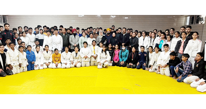 Winners of Judo Championship posing for a group photograph at MA Stadium Jammu on Saturday.