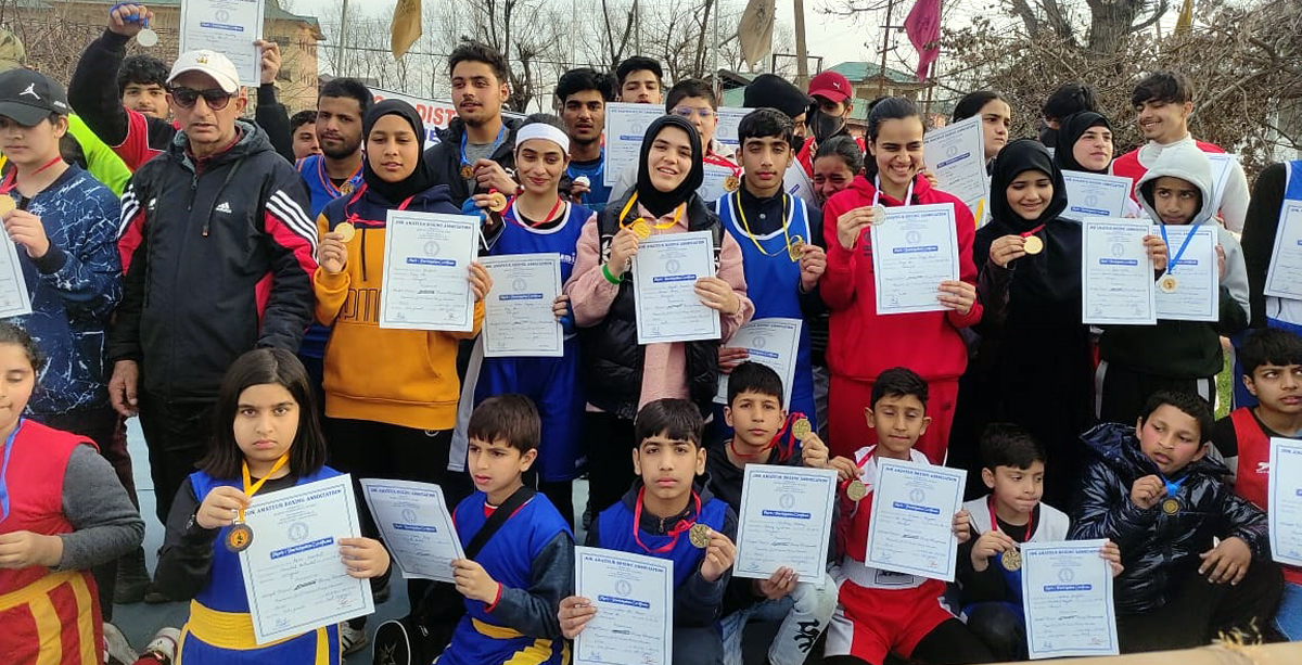 Winners of Boxing Championship displaying certificates while posing for group photograph on Tuesday.