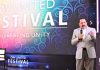 Union Minister Dr Jitendra Singh delivering keynote address as Chief Guest at the DAV United Festival at Indira Gandhi Stadium, New Delhi, on Sunday.