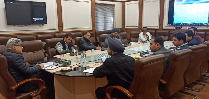 ACS APD Atal Dullo chairing a meeting at Jammu on Tuesday.