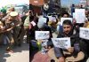 Police detaining protesting youth in Jammu (left) and job aspirants staging a peaceful protest in Srinagar (right). -Excelsior pics by Rakesh & Shakeel