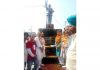 MP Jugal Kishore Sharma unveiling statue of Dr B R Ambedkar at R S Pura on Saturday.