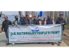J&K Nationalist People’s Front leaders protesting in Srinagar on Thursday. -Excelsior/Shakeel