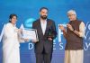 Ranvijay Singh of Hari Niwas Hotels & Resorts group receiving 'Best Water Management - Hotels' award and 'Best Water Management - School' award for 2022-2023 at New Delhi.