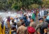 Police personnel use water cannons to disperse Punjab Congress supporters during 'Chalo Raj Bhawan' march, in Chandigarh