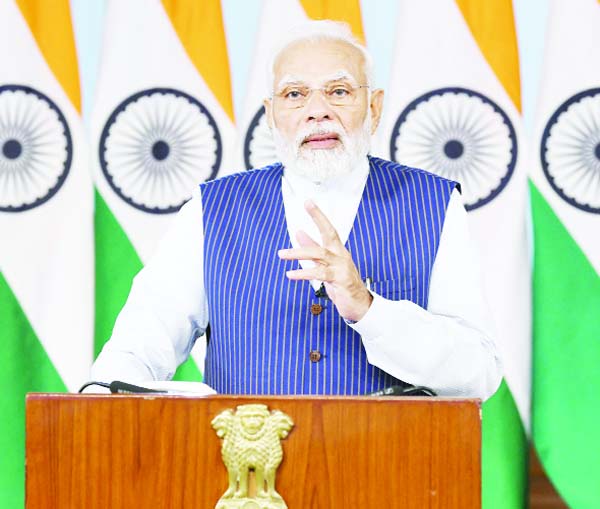 Prime Minister Narendra Modi addressing Post Budget Webinar on ‘Developing Tourism in Mission Mode’ on Friday. (UNI)