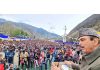 DPAP chairman Ghulam Nabi Azad addressing a public rally at Banihal on Tuesday.