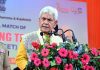 LG Manoj Sinha addressing a function on closing ceremony of LG’s Rolling Trophy at MA Stadium in Jammu on Thursday.