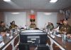 DGP Dilbag Singh chairing a security review meeting in Rajouri on Thursday.