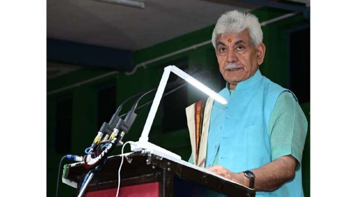 LG Manoj Sinha addressing sportspersons in Jammu on Wednesday.