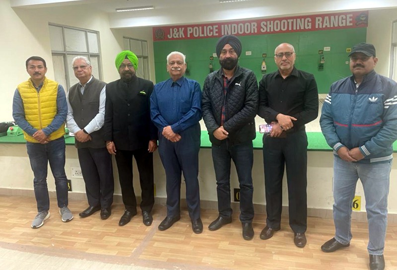 Office bearers of J&K Rifle Association posing for a group photograph at Jammu.