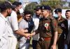 DIG Shakti Pathak interacting with players at DPL Kathua on Monday.