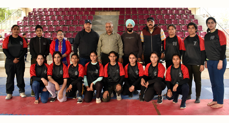 Team posing with Divisional Sports Officer and others at Jammu on Sunday.