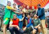 Winners being awarded with trophy by Police officials at Thathri on Saturday. -Excelsior/Tilak Raj