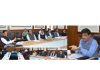Chief Secretary, Dr Arun Kumar Mehta chairing a meeting of officers of PDD at Jammu on Sunday.