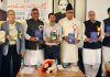 MP (RS), Gulam Ali Khatana and other dignitaries releasing a book during a function organized by Gurjar Desh Charitable Trust at Jammu on Sunday.