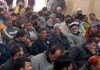 Apni Party president Altaf Bukhari addressing party workers meeting in Srinagar.