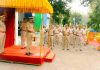 An officer speaking during 84th CRPF Anniversary celebration in Jammu on Sunday.