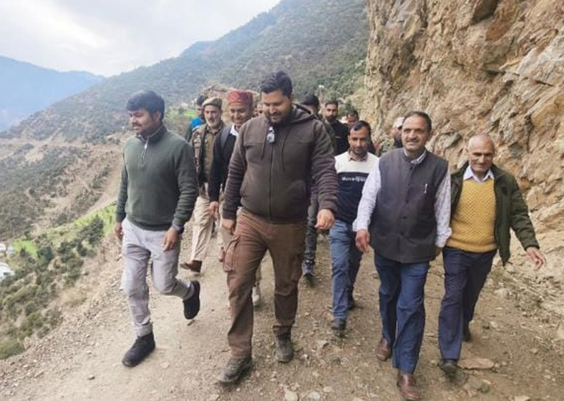 DC Devansh Yadav alongwith other officers during visit to Panchayat Tagood of block Mughal Maidan on Wednesday.