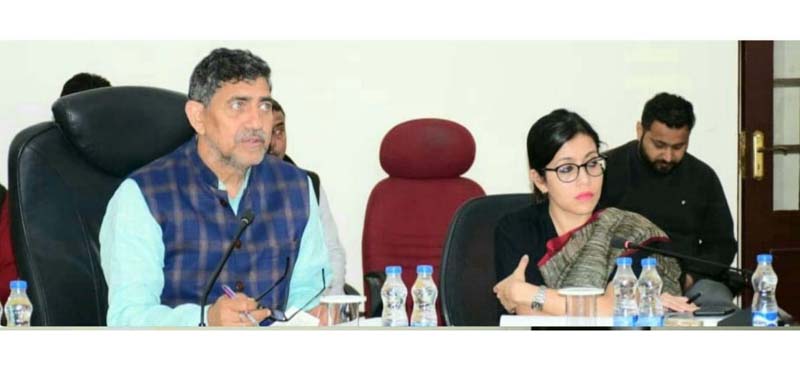 MP, Jugal Kishore Sharma addressing a review meeting of MPLAD works at Jammu on Saturday.
