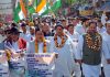 Cong leaders and workers taking out ‘Hath Se Hath Jodo’ yatra at Sunderbani in Rajouri.