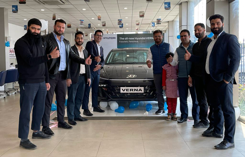 Dignitaries at the launch of ‘All New Hyundai Verna’ at K.C Hyundai in Srinagar.