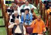 Uttar Pradesh Chief Minister Yogi Adityanath speaking at Assembly during the budget session on Wednesday.(UNI)