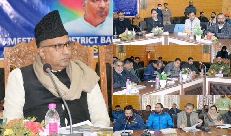 MP Ghulam Ali Khatana reviewing development activities in Bandipora district on Thursday.