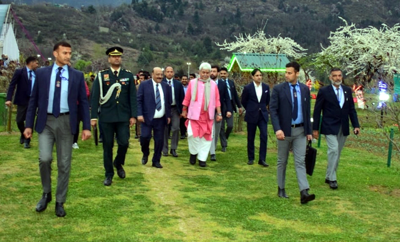 LG during visit to Asia’s largest Tulip Garden at Srinagar.