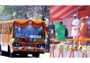 Uttar Pradesh Chief Minister Yogi Adityanath flagged off a new UPSRTC bus service, the Rajdhani Express, on Saturday.