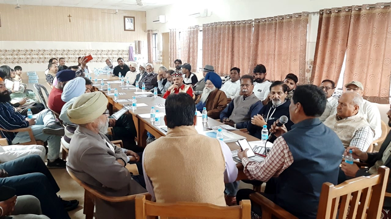 Members of DOM and All J&K Christian Sabha during a round table conference in Jammu on Sunday.