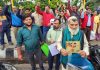 Doda migrants staging protest demonstration outside Maharaja Hari Singh Park in Jammu. -Excelsior/Rakesh