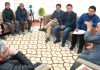 LG Ladakh Brig (Retd) B D Mishra meeting delegation led by CEC Ladakh Advocate Tashi Gyalson at Raj Niwas Leh on Saturday.