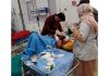 A boy injured in blast being treated in Kargil hospital. - Excelsior/Basharat Ladakhi