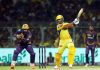 Ajinkya Rahane smashing a shot during his 71 runs of 29 balls against KKR at Kolkata on Sunday.