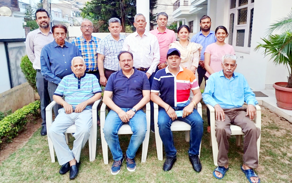 Newly elected office bearers of Skating Association posing for a group photograph at Jammu on Sunday.