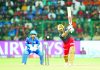 Virat Kohli playing a shot against Mumbai Indians during his unbeaten knock of 82 runs at Bengaluru on Sunday.