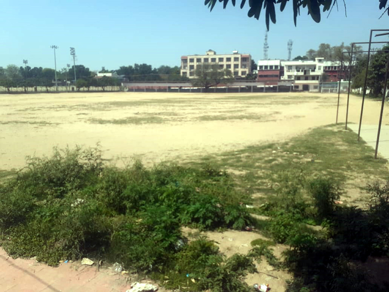 A view of pathetic condition of Parade Ground in Jammu.