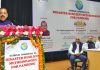 Union Minister Dr Jitendra Singh delivering inaugural address at the National Conference on "Disaster Methodologies" at Jawaharlal Nehru University (JNU), New Delhi on Wednesday. Seen on the dias is Vice Chancellor JNU, Prof Santhishree Pandit.