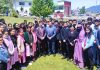 Chief Justice N Kotishwar Singh alongwith students posing for a group photograph at Bhaderwah on Saturday.