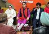BJP president , Ravinder Raina chairing a party meeting at Srinagar on Tuesday.