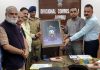 MKBJYWS members presenting a portrait of Goddess to Divisional Commissioner and ADGP on Tuesday.