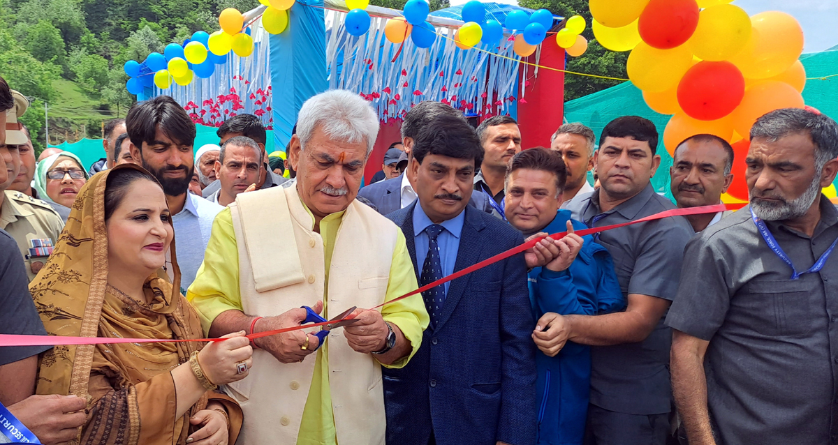 LG Manoj Sinha inaugurating a project in Ganderbal. -Excelsior/Shakeel