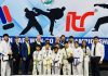 Students who excelled in Taekwondo Championship pose for a group photograph.