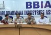 DIG Shakti Pathak flanked by president BBIA and others speaking during a seminar at Bari Brahmana on Tuesday.